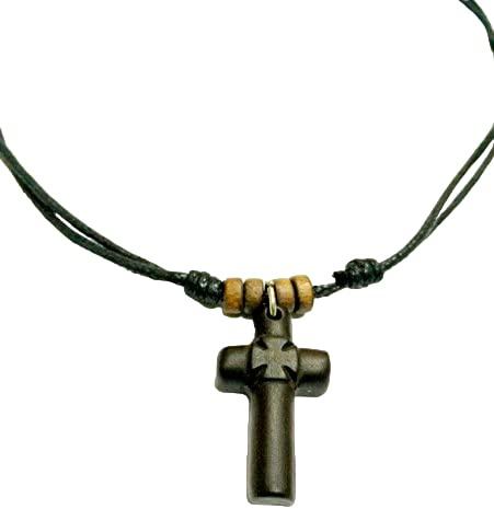 Christlich-orthodoxe Halskette mit Holzkreuz-Anh&auml;nger 10, zweiseitig