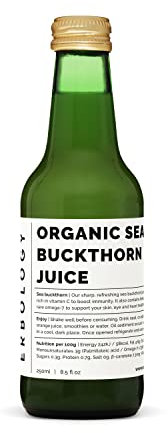Erbology Organic Sea Buckthorn Juice 250ml - Supports Immunity and Boosts Energy - High in Vitamin C, Omega-7 and Beta-carotene - Undiluted - No Added Sugar - Non-GMO - Recyclable Glass Bottle