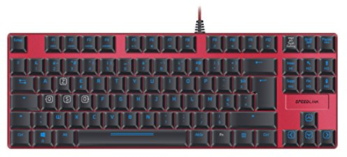 Speedlink ULTOR Illuminated Mechanical Gaming Keyboard FR Layout - Clavier de Gamer Professionnel à Touches Mécaniques (Touches Macro,Rétro-Éclairage), Noir-Rouge