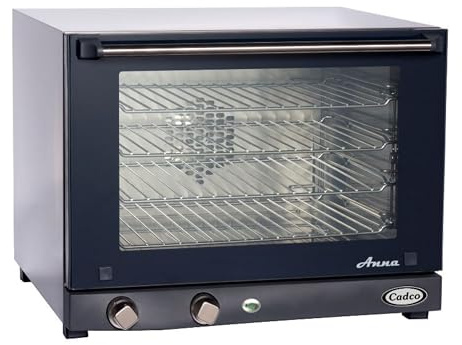 Cadco OV-023 Compact Half Size Convection Oven with Manual Controls, 208-240-Volt/2700-Watt, Stainless/Black, For Commercial Use, 120 lbs.