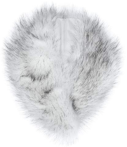 Futrzane Classic Collo - Colli Pelliccia Sintetica per Cappotto - Sciarpa Donna (Bianco con Nero Classic)