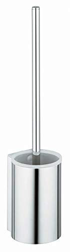 KEUCO Plan WC-Bürstengarnitur mit weißem Kunststoff-Einsatz und Toilettenbürste, Metall verchromt, Made in Germany, inkl. Schrauben und Dübel, Bürstenhalter mit Klobürste