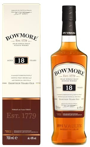 Bowmore 18 Jahre | Islay Single Malt Scotch Whisky | mit Geschenkverpackung | komplexer Geschmack mit leichter Rauchnote | 43% Vol | 700ml Einzelflasche