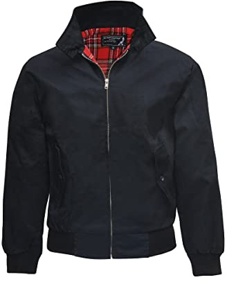 Knightsbridge Harrington English Style Giacca Nero Con Fodera Interna a quadretti, Uomo, nero, L