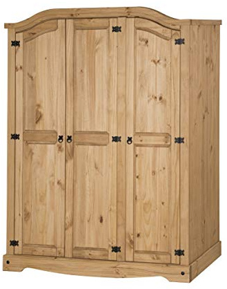 Corona 3 Door Arch Top Wardrobe Solid Wood Mexican Pine Wooden Triple Large Robe Storage Bedroom Furniture