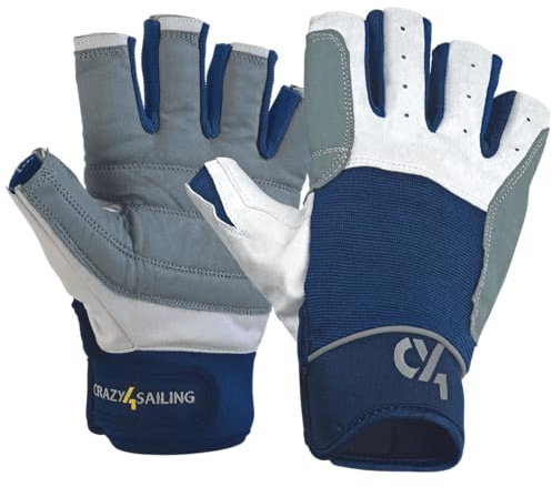 crazy4sailing Segelhandschuhe Herren & Damen Regatta – Profi Kurzfinger für Segeln, Kajak & Fahrrad – Maximaler Grip durch High-Tech Verstärkung – Ergonomisch & Abriebfest