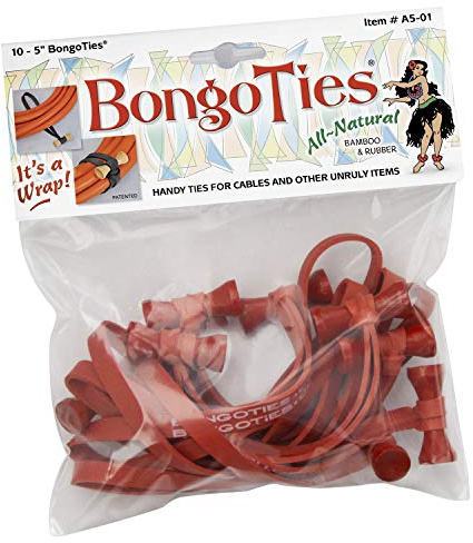 BongoTies All Red Bongo Krawatten A5-01-R, 10 Stück, praktische Kabelbinder für Kabel und andere ungewöhnliche Artikel