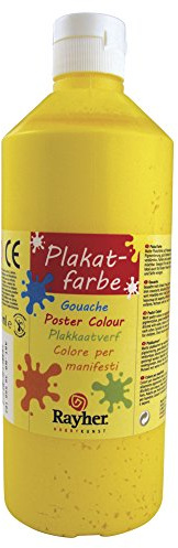 Rayher 38566162 Plakatfarbe, Flasche 500 ml, goldgelb