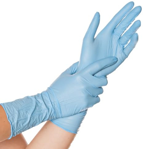 FRANZ MENSCH Hygostar Nitrilhandschuhe Safe Long | Latex- und puderfrei, weiß, 10/XL, 30cm, 100 Stück, Einweghandschuhe, extra lang und robust, langer Schaft