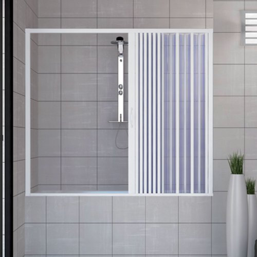 ROLLPLAST PINTO Puerta Mampara de bañera 160 CM de PVC Mod. Nina con Apertura Lateral