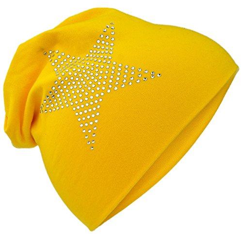 Miobo Kinder Slouch Beanie Mütze,Baumwolle,Strass Stern