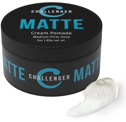 Challenger Men’s Matte Cream Pomade | Natural Shine Free Finish Product | Clean & Subtle Scent | Medium Firm Hold & Travel Friendly | 3oz