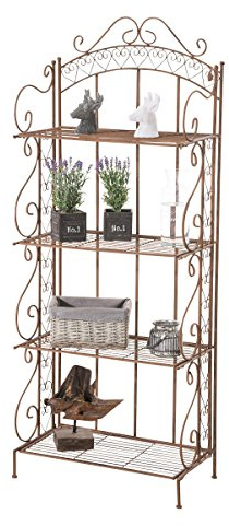Estantería Antje con Estructura De Hierro I Estantería De Pie Plegable con 4 Baldas I Estante De Almacenamiento Estilo Rustico I Color:, Color:Antiguo marrón