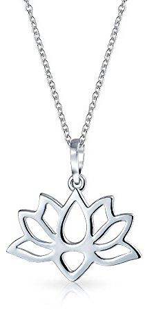 Bling Jewelry Collier Pendentif Lotus Bouddhiste Zen Fleur De Lys Ouverte En Argent Sterling .925 Pour Femmes Adolescents Yogi