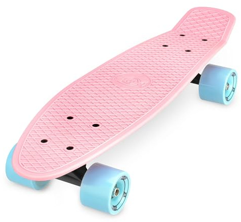 Xootz 22 Inch PP Cruiser Pastel Pink - Kids Mini Skateboard with PP Deck, Beginner Friendly, Compact Skateboard