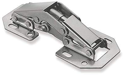 HKB® Mini - Aufschraubscharnier mit Feder, 90°, Stahl vernickelt, 77 x 33 mm, 1 Stück ohne Schrauben,