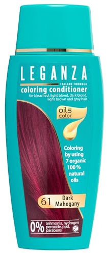 Leganza Natürliches Balsam Haarfärbemittel Farbe Dunkles Mahagoni Nº 61 | Ammoniakfreies Haarfärbemittel | Angereichert mit 7 Natürlichen Ölen | 150 ml