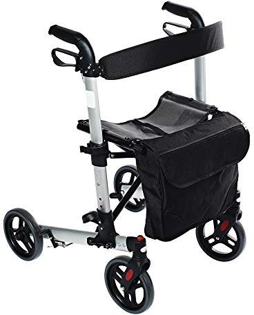 RIDDER – Rollator Mio | Faltbarer Gehwagen mit höhenverstellbaren Griffen, breitem Sitz & Rückengurt. Gehhilfe mit Abnehmbarer Einkaufstasche & Gehstockhalter | Belastbar bis 136kg