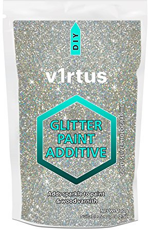 Gold Silver Holographic Glitter Paint Additive 100g | Sparkle Glitter Paint for Walls Interior Exterior, v1rtus