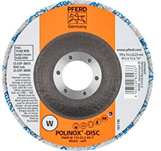 PFERD DISC PNER-W 115-22,2 SiC F | Durchmesser 115mm, Breite 13mm, Bohrung 22,23mm, Ausführung: Weich, Schleifmittel: Siliciumcarbid SiC || 44690732- für Finish
