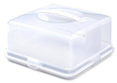 Whitefurze Square Cake Box, Plastic, White