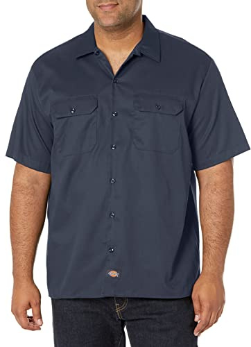 Dickies Herr kortärmad flex twill arbetsskjorta kortärmad flex twill arbetsskjorta (paket med 1), Mörk marin V1, M