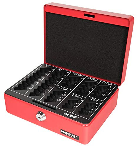 HMF 308-03 Geldkassette Euro-Münzbrett 20 x 16 x 9 cm, rot