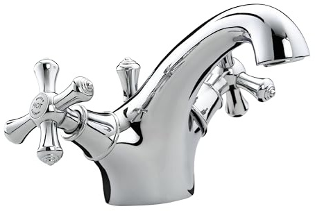 Bristan Colonial Traditional Bathroom Taps, Chrome Basin Mixer tap | K BAS C, Traditional design, Includes pop-up waste, Bathroom sink taps, Matching shower available, Lifetime Cover