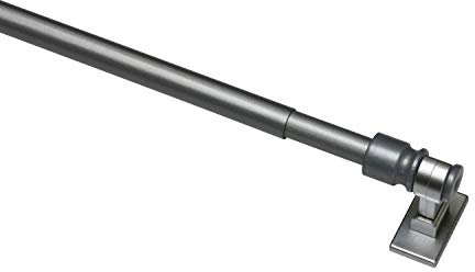Gardinia Bacchetta per Tendina da bistrot California, incl. 2 Supporti e Materiale di Montaggio, Estensibile, Diametro 12 mm, Argento Opaco, 75-135 cm