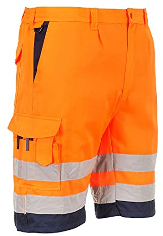 Portwest Warnschutz-Shorts aus Polyester-Baumwolle, Größe: XXL, Farbe: Orange/Marine, E043ONRXXL