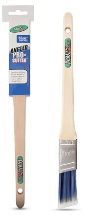 Axus Decor Precision Angled Paint Brush (Blue Color) - 1/25mm - Synthetic Filaments, Angled for cutting in with emulsion, Hardwood Handles, Rust-Resistant Stainless Steel
