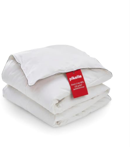 PIKOLIN - Piumino Invernale in Piuma d'Oca 150x220 cm | 220 g/m², Cotone Traspirante | Lavabile in Lavatrice, Comfort e Calore Assoluto | 100% Cotone, Certificato OEKO-TEX | per Letto 80/90 cm
