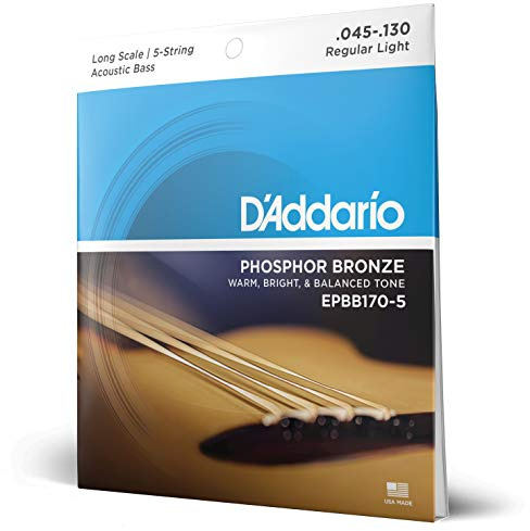 D'Addario EPBB170-5 Phosphor Bronze Akustik Bass Saitensatz 0,11 cm - 0,33 cm (.045 - .130 Zoll)