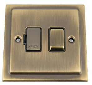Switched Fused Spur Switch 13 Amp - Victorian - Antique Brass