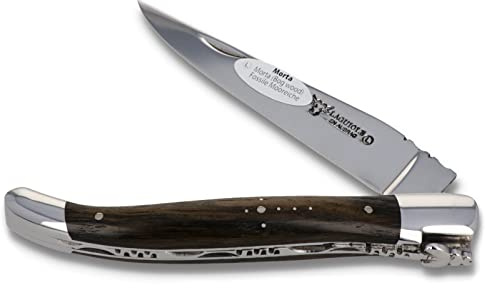 Laguiole en Aubrac Taschenmesser L0212RTIF 12 cm, Griffschalen fossile Mooreiche, Messer Klinge und Backen glänzend