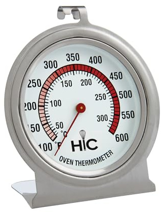 HIC Kitchen Roasting Oven Thermometer, Large 2.5-Inch Easy-Read Face, Stainless Steel