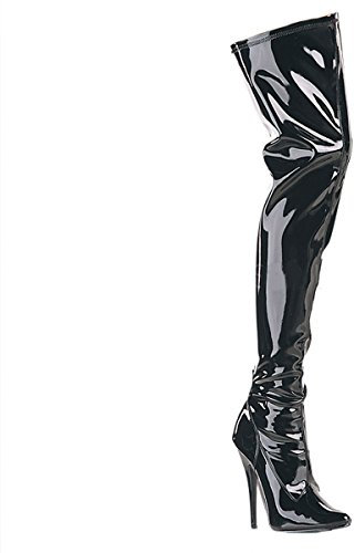 Higher-Heels PleaserUSA Overknee-Stiefel Domina-3000 Lack schwarz Gr. 42