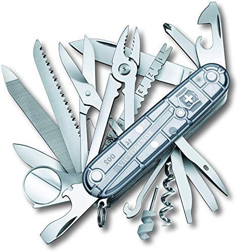 Victorinox Swiss Champ Swiss Army Knife, Medium, Multi Tool, 31 Functions, Blade, Scissors, Silvertech