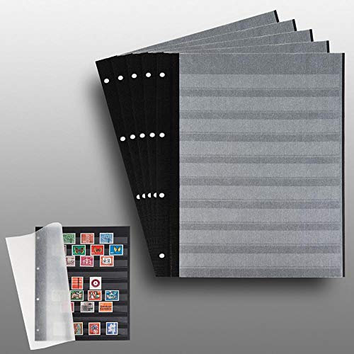 Prophila Collection 10 Einsteckseiten auf 5 Blättern, 9zeilig schwarzer Karton und je 2 Pergamin-Zwischenblättern pro Blatt