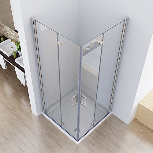 Duschkabine 75X75X197CM Eckeinstieg Dusche 2 Falttür 180º Duschwand Duschabtrennung 6mm NANO Glas
