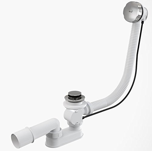 Baignoire Baignoire à partir de trop-plein Longueur 1200 mm Métal automatique avec câble Bowden Bonde vidage baignoire Siphon