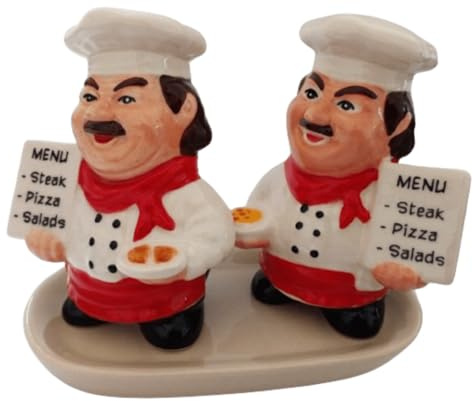 Salière et Poivrière -CHEF DE CUISINE-- -avec un plat noir