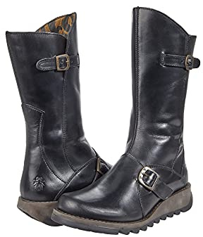 Fly London Women's Mes 2 Buckle Boots, Black, 7 UK