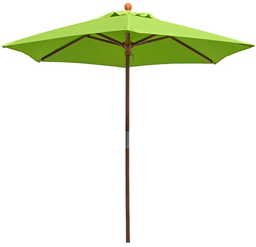 anndora® Sonnenschirm Balkonschirm ca. ø 2 m rund Neon Grün | Balkonschirm, mit Winddach, 2 teiliger Stamm mit Holz