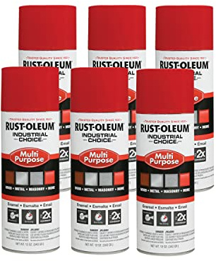 Rust-Oleum 1660830-6PK Industrial Choice 1600 System Multi-Purpose Spray Paint, 12 oz, OSHA Safety Red, 6 Pack