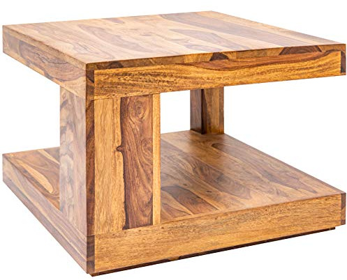 Couchtisch GIANT 60cm - natur - Sheeshamholz - handgefertigt robust | Montiert, massiv, Stauraum, als Beistelltisch nutzbar, individuelle Maserung, Unikat, Ablagefläche