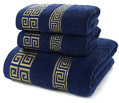 100% Cotton Highly Absorbent Embroidered Towels 3-Piece Towel Set Hotel Bath Towel, 1 Bath Towels, 2 Hand Towels Extra Thick Beach Bath Towels