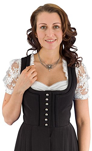 Hammerschmid Maxi Dirndl Etrachsee ohne Schürze, Elegante Trachtenmode für Damen, traditionelles langes Trachtenkleid, einfarbig in schwarz