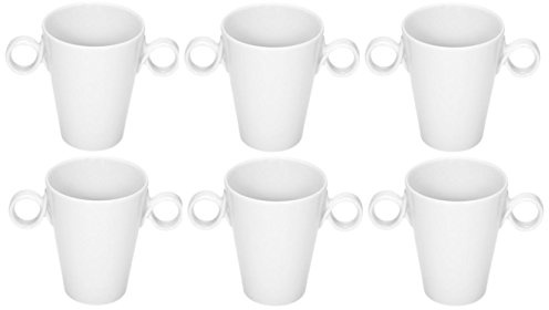Tafelstern of Germany Lot de 6 tasses à café en porcelaine blanche avec double anse 240 ml