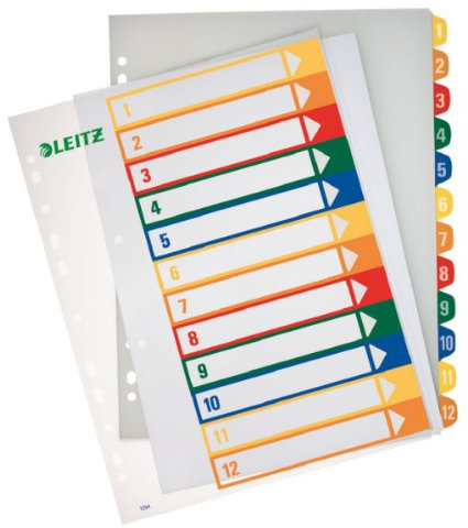 Leitz 1294 Projektregister bedruckbar 1- 12 5er Sparpack